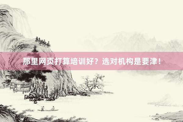 那里网页打算培训好？选对机构是要津！